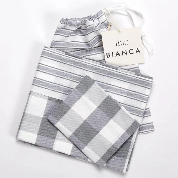 Jogo Lençol Bebé Cinza Check & Stripe