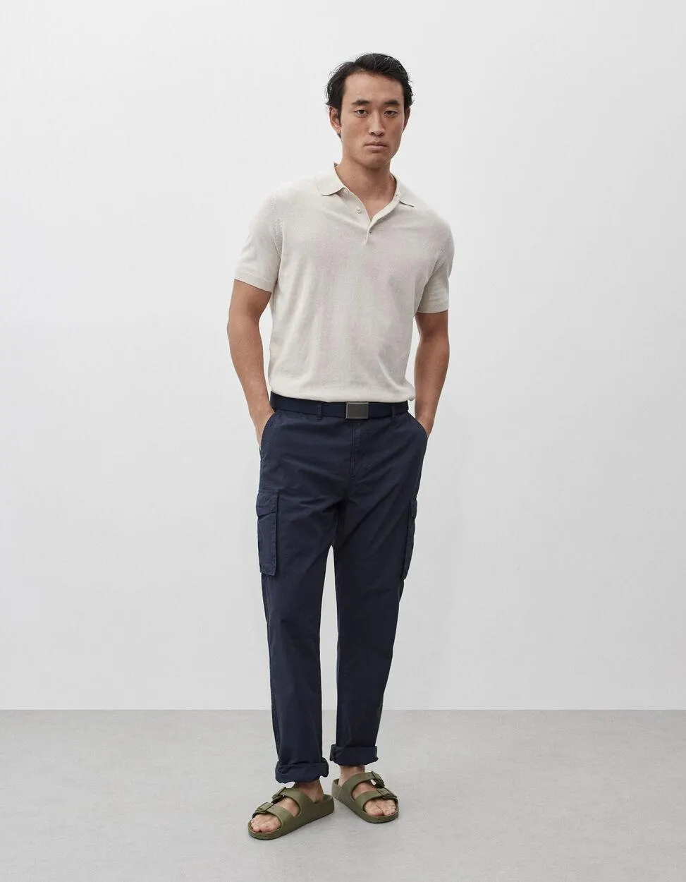 Polo de Manga Curta Malha, Homem, Cinzento Claro