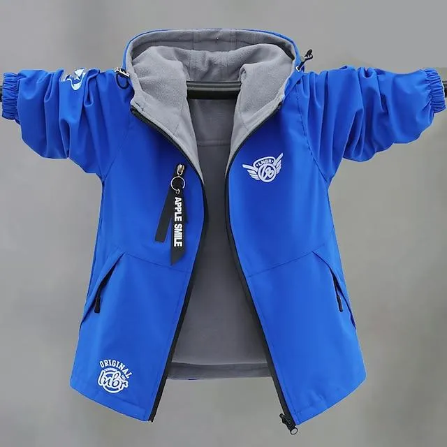 Kinderen Jongens Hoodie jas bovenkleding Effen Kleur Brief Lange mouw jas Buiten Katoen Stoer Dagelijks Groen Zwart blauw Winter Herfst 7-13 jaar