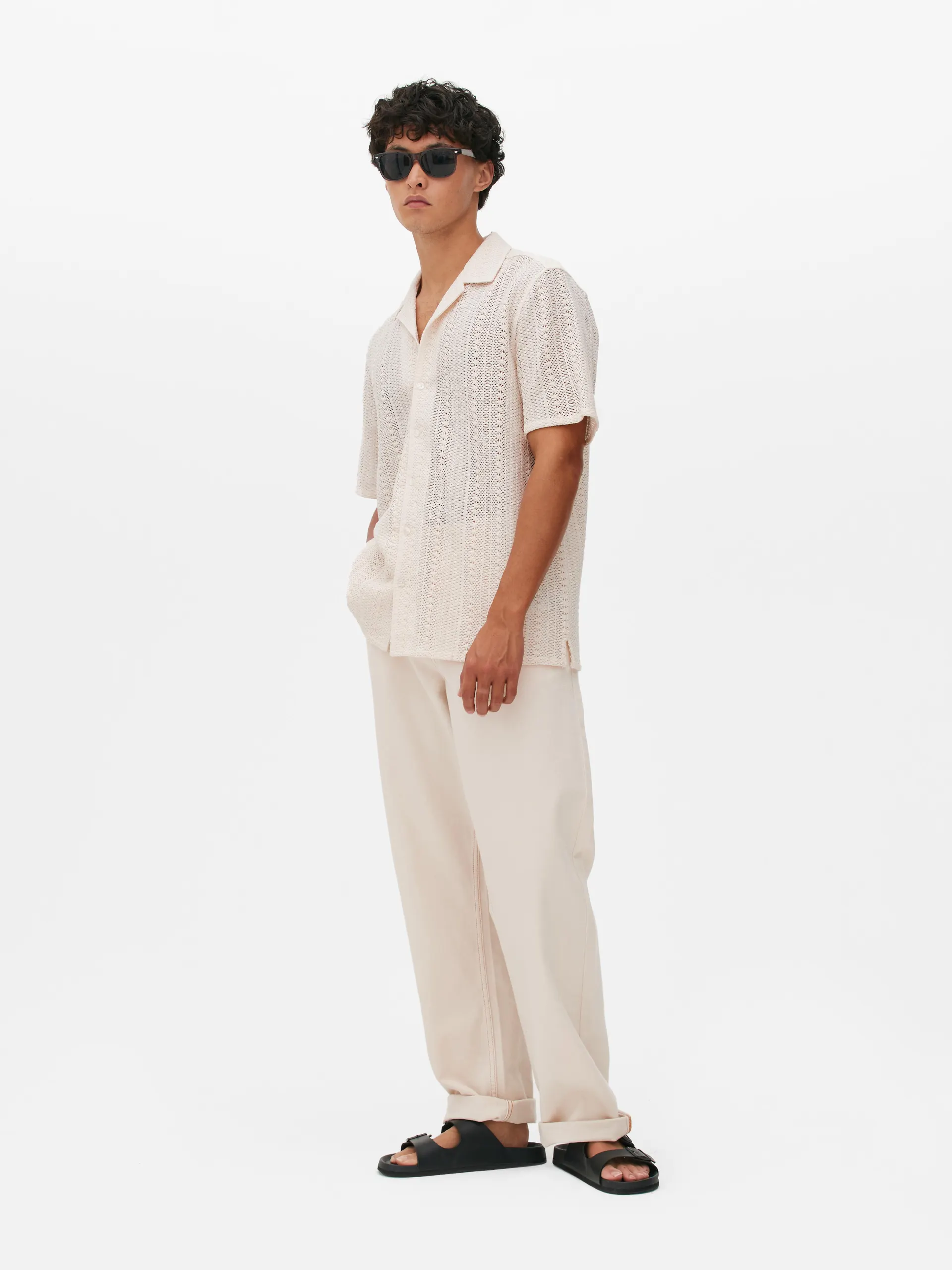 Chemise boutonnée à manches courtes en crochet