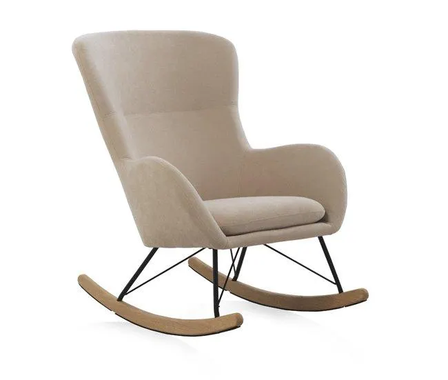 Cadeira de balanço estofada com pernas de metal