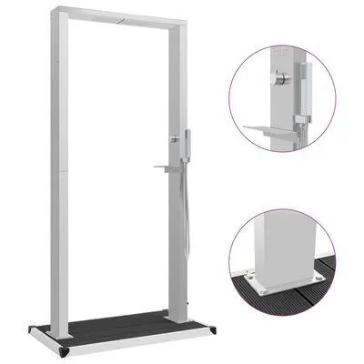 vidaXL Chuveiro para exterior com base WPC aço inoxidável
