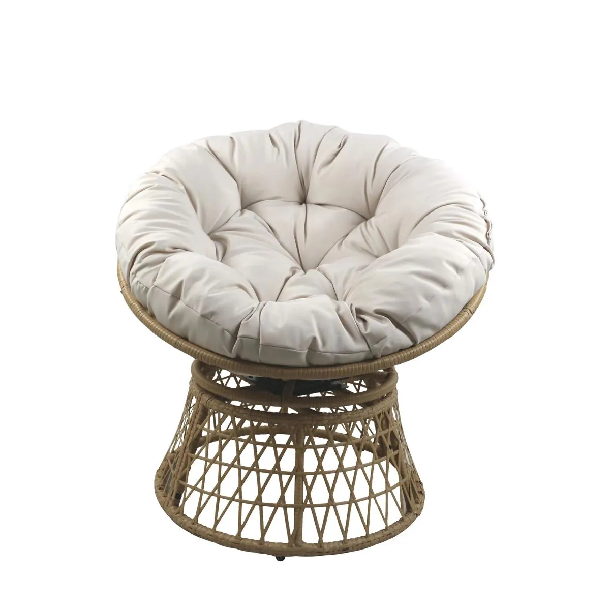 Cadeira Rotativa Moher Taupe Com Almofadão Bege