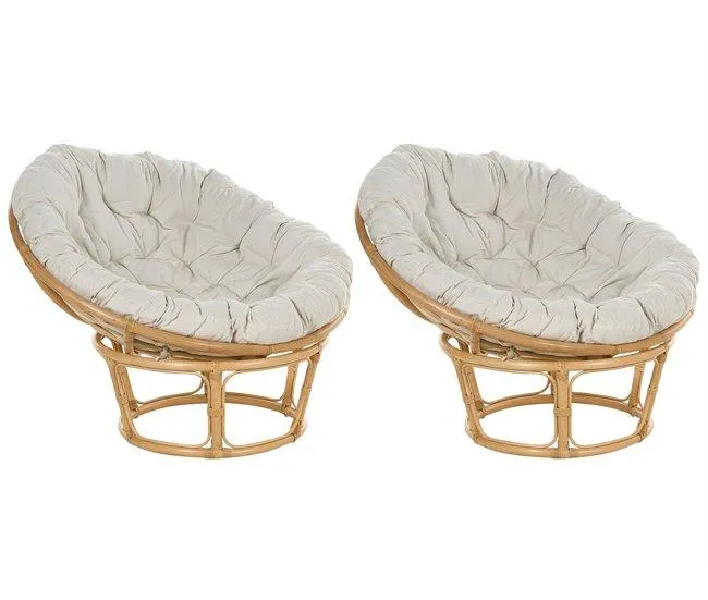 Conjunto de 2 poltronas de jardim com almofadas SALVO Rattan Natural