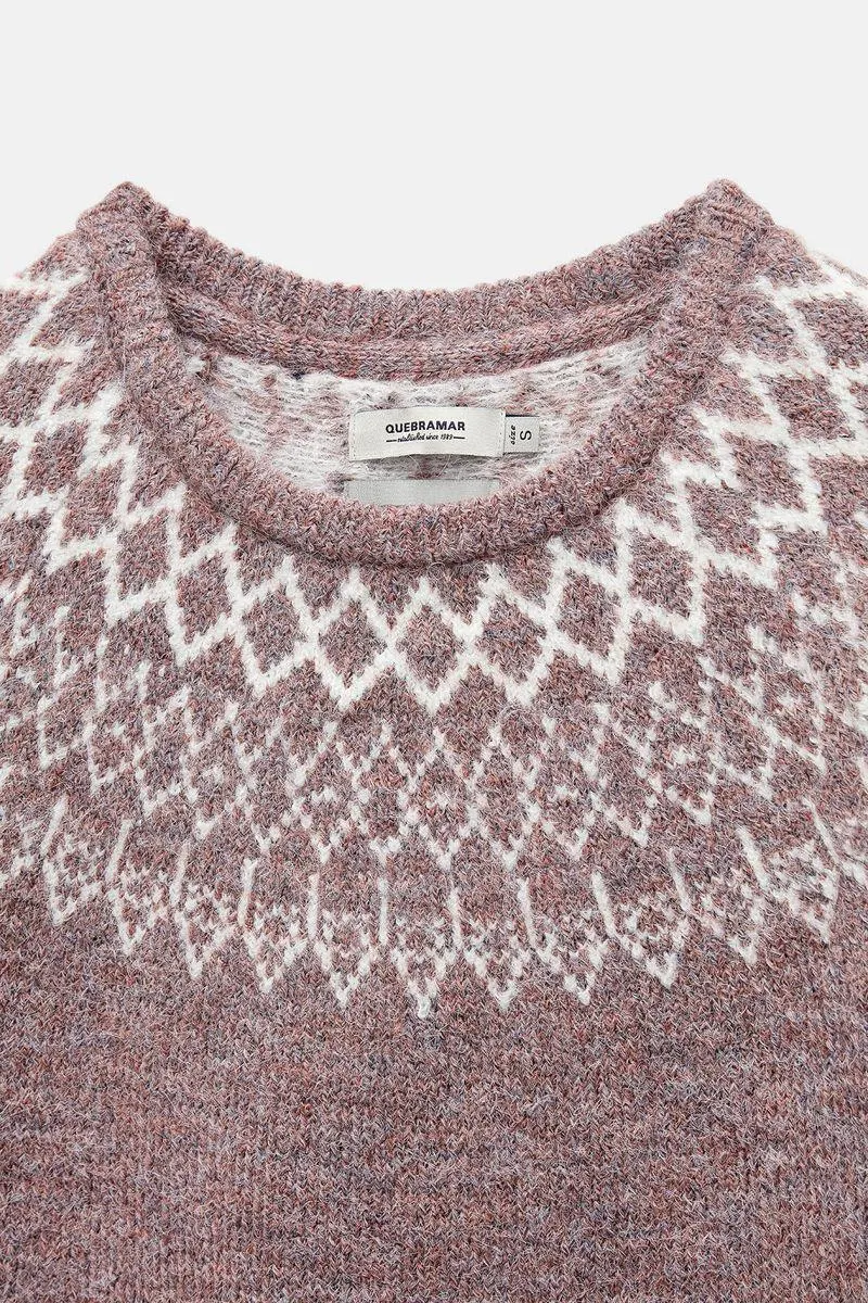 Camisola em jacquard decote redondo