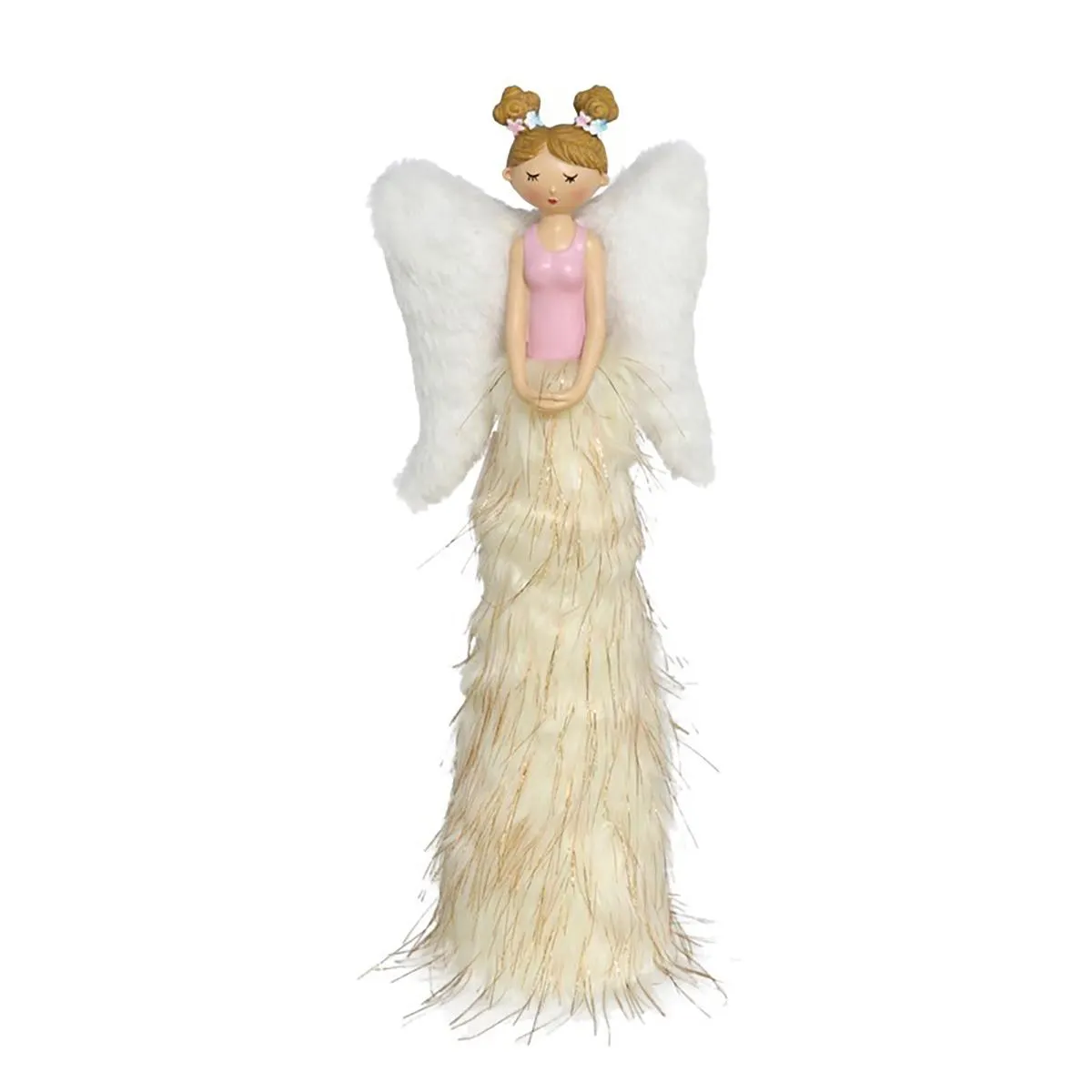 Anjo Bege E Rosa Com LED 44cm