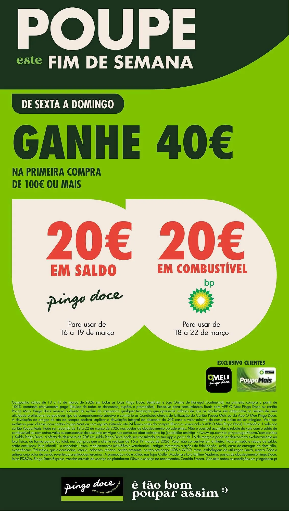 Folheto Folheto Pingo Doce de 13 de março até 16 de março 2026 - Pagina 1