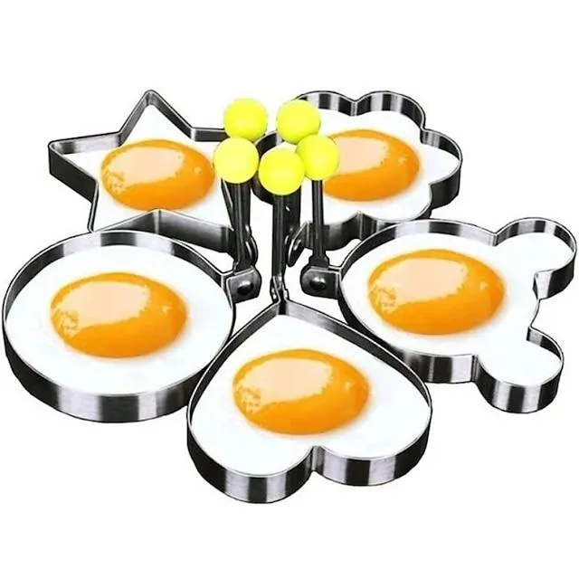 5 stuks set gebakken ei vorm pannenkoek ringen vormige omelet schimmel schimmel frituren ei kookgerei keukenbenodigdheden accessoires gadget