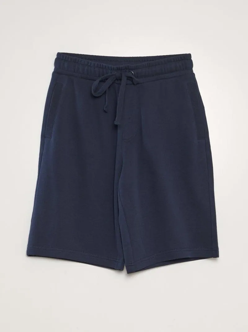 Calções leves em moletão liso - AZUL