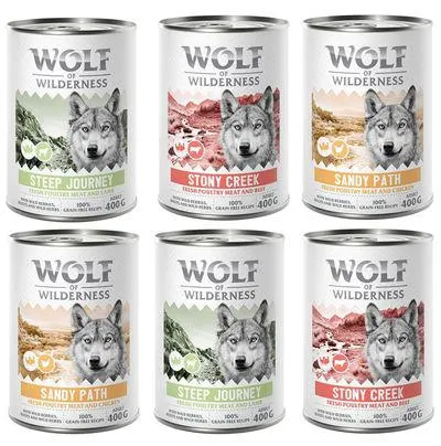 Wolf of Wilderness 12 x 400 g comida húmida em promoção: 10 + 2 grátis!