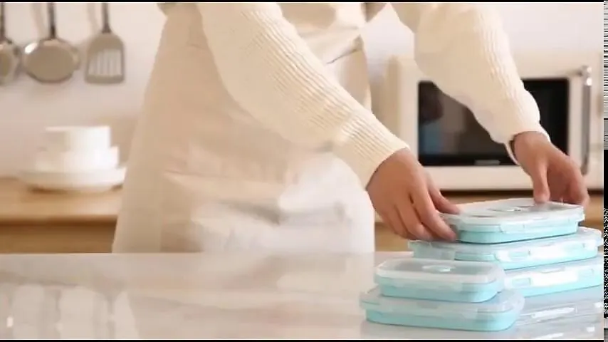 opvouwbare voedselopslagcontainers met deksels, siliconen ronde opvouwbare kommen opvouwbare keukenartikelen voor kamperen wandelen magnetron vaatwasser vriezer