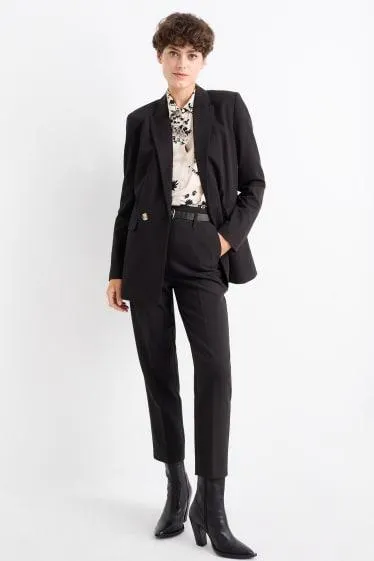 Cloth trousers with belt - high-rise waist - tapered fit