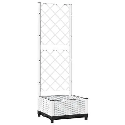 vidaXL Vaso/floreira de jardim c/ treliça 40x40x121,5 cm PP branco