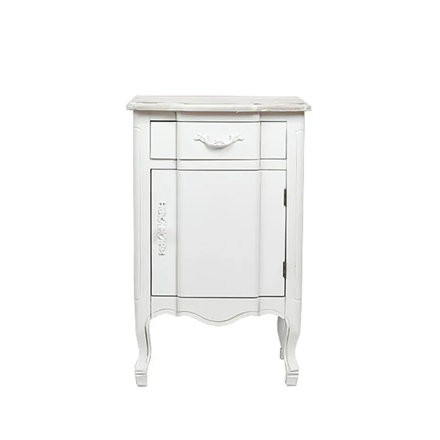 Mesa de cabeceira 1 porta+1 gaveta branco 45x34x70cm VIENA