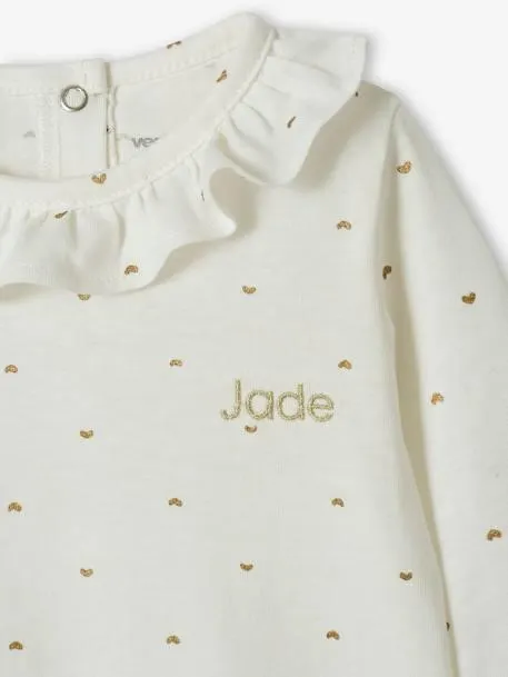 Camisola personalizável, com folho na gola, para bebé menina