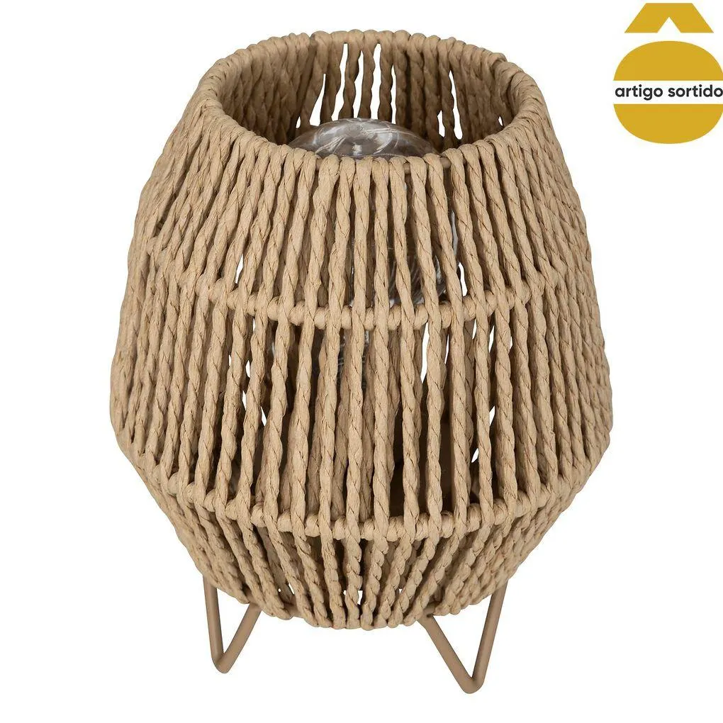 Candeeiro de mesa em ráfia