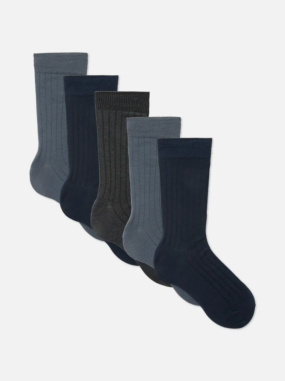 Pack 5 pares meias cano médio caneladas