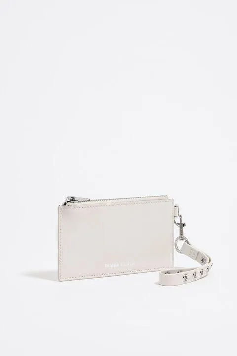 Porta-moedas retangular pele marfim