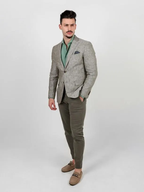 Blazer casual liso de 100% linho