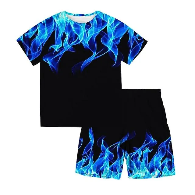 Jongens 3D Grafisch T-shirt & shorts Kledingset Korte mouw Zomer Lente Sport Modieus Stoer Polyester Kinderen 3-13 jaar Buiten Straat Sport Normale pasvorm