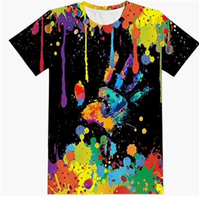 Kinderen Jongens T-shirt Korte mouw 3D-afdrukken Kleurenblok Meerkleurig Colorblock Wit Kinderen Tops Lente Zomer Actief Modieus Dagelijks Dagelijks Voor Binnen Buiten Normale pasvorm 3-12 jaar