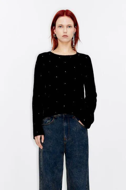 Sweater mohair pedras preto