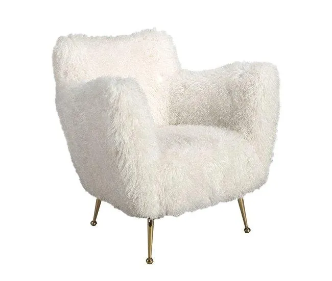 ANGEL CERDA Cadeirão branco em tecido de pelo comprido