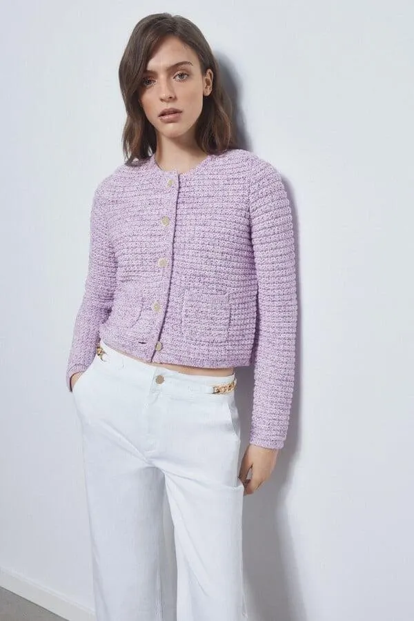 Chaqueta de punto corta con estructura