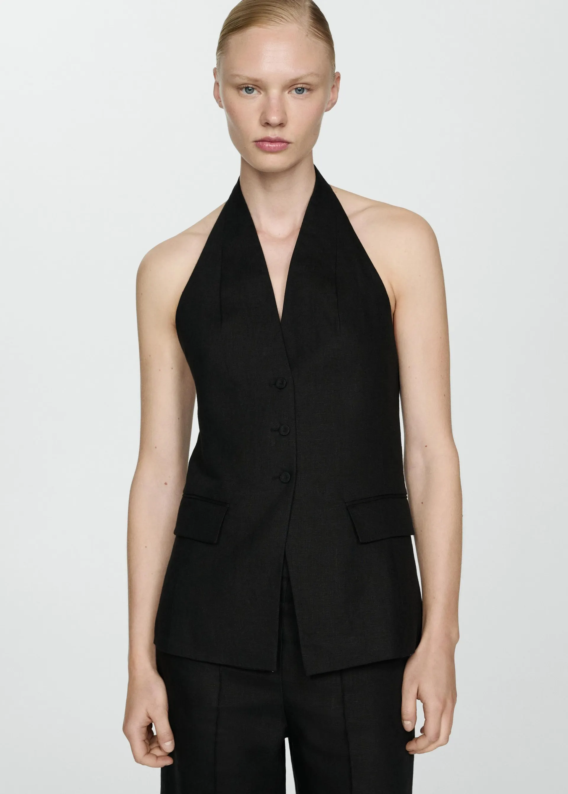 Chaleco lino cuello halter
