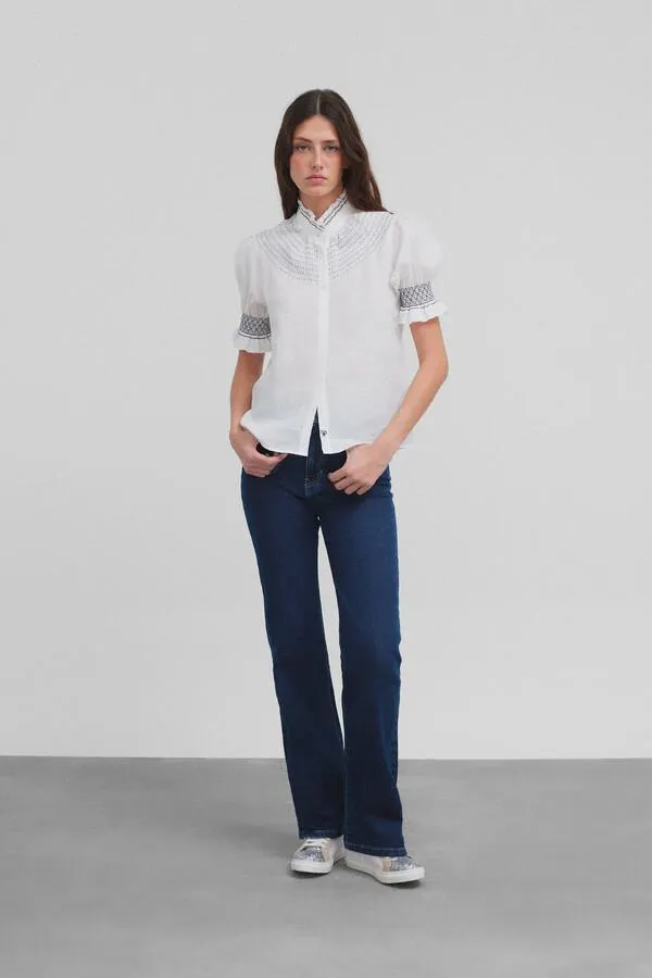 Camisa frunces lino