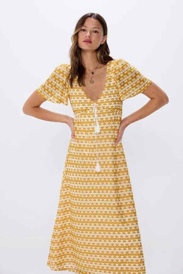 Vestido midi estructura bicolor