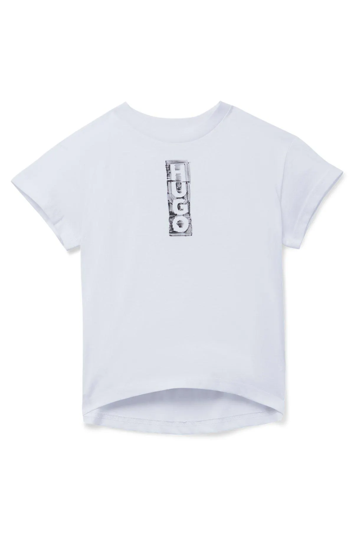 T-shirt de algodão de ajuste largo para criança com logótipo de estilo marcador