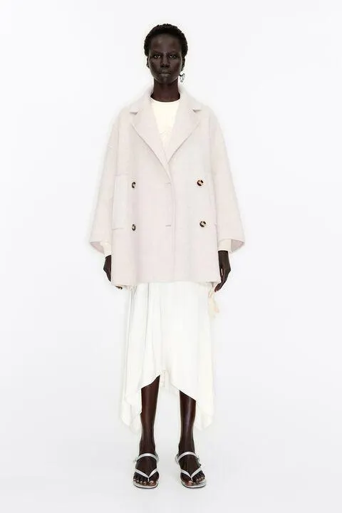 Sobretudo pano dupla face bege