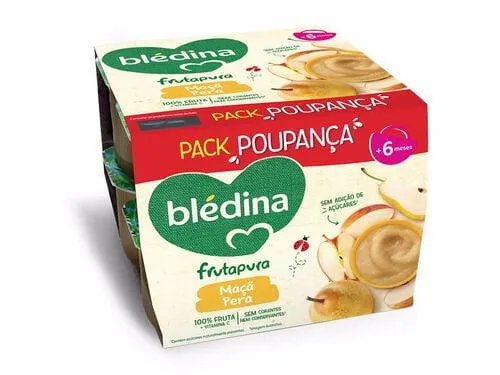 tacinha fruta bledina 100% maçã/ pêra 8x95 g