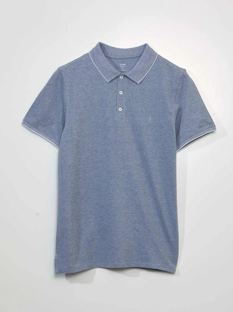 Polo em piqué de algodão - AZUL