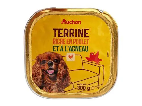 comida húmida para cão auchan terrina rico em frango e com borrego 300g