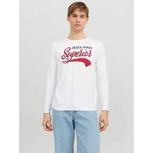 T-shirt de mangas compridas, gola redonda, Jjelogo