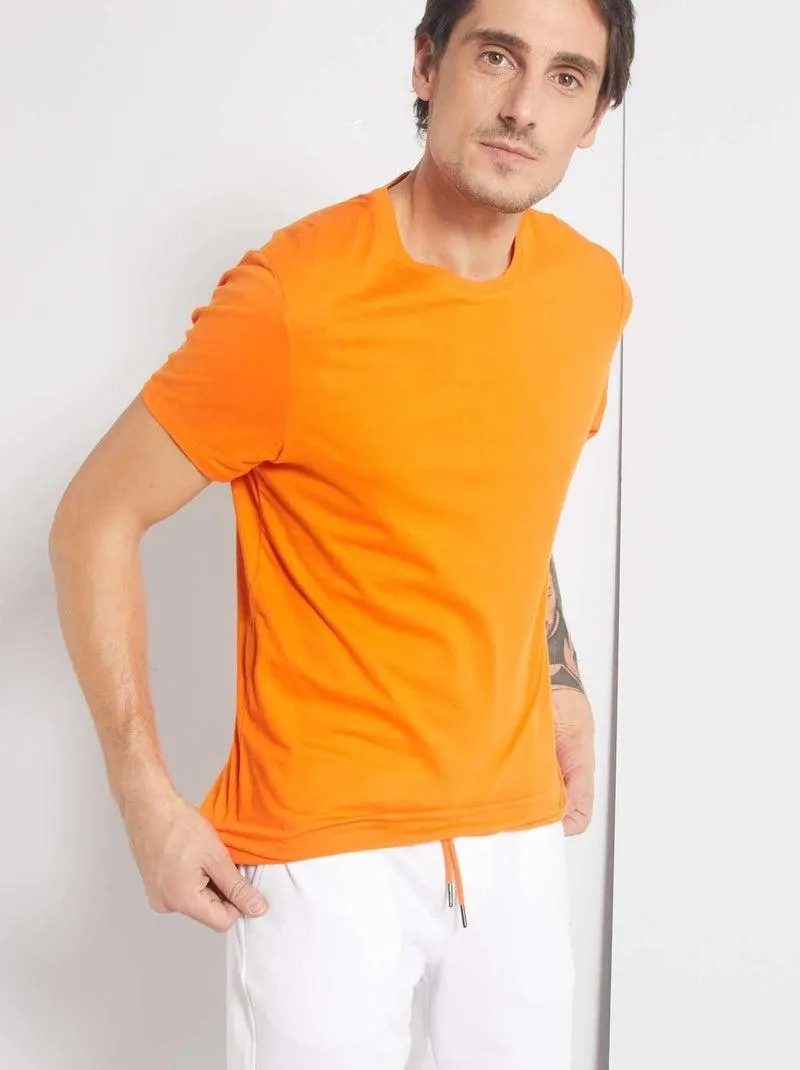 T-shirt direita em jersey lisa - Laranja