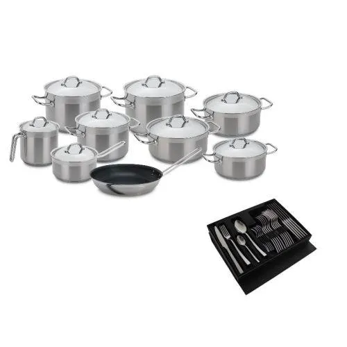 TREM COZINHA INOX 9 PEÇAS TEJO + OFERTA FAQUEIRO