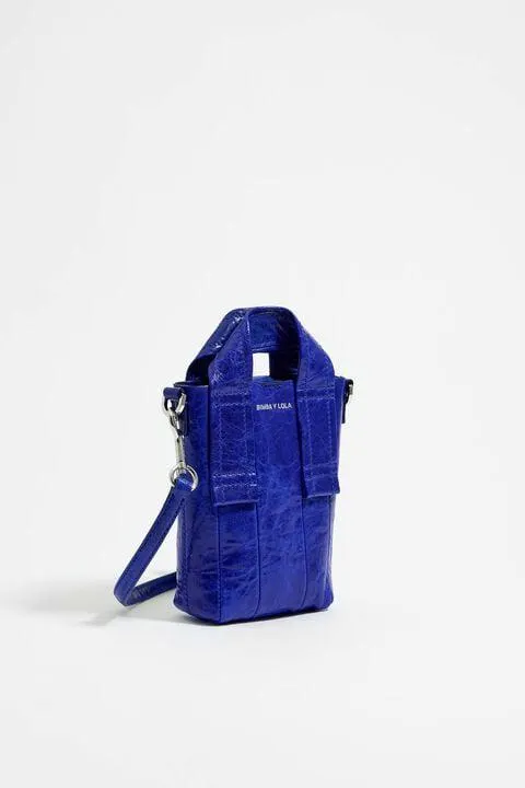 Mala tiracolo XS pele azul elétrico