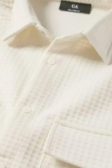 Shirt - relaxed fit - kent collar - textured