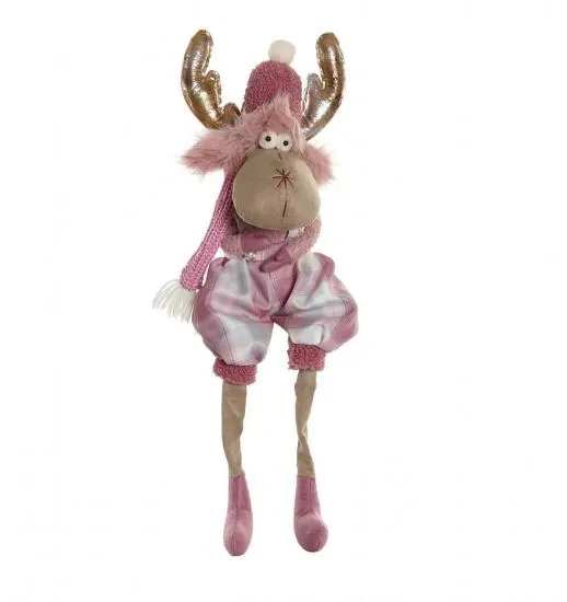 FIGURA RENA ROSA C/CALCAS POLIESTER 20*15*60 - NV-183849