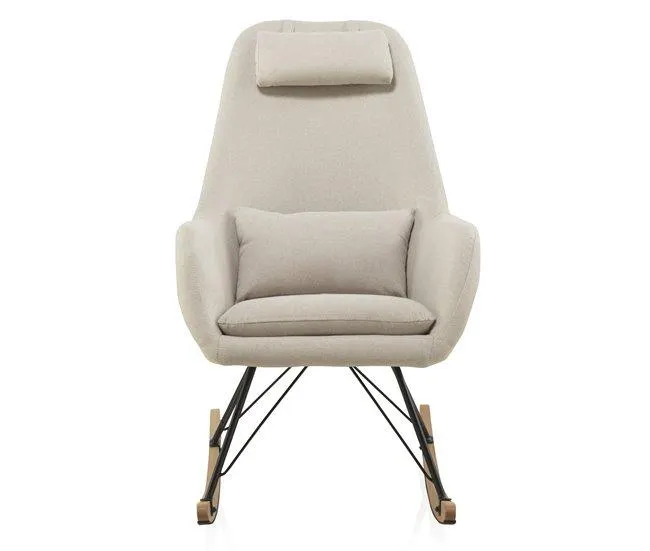 Cadeira de balanço estofada com pernas de metal