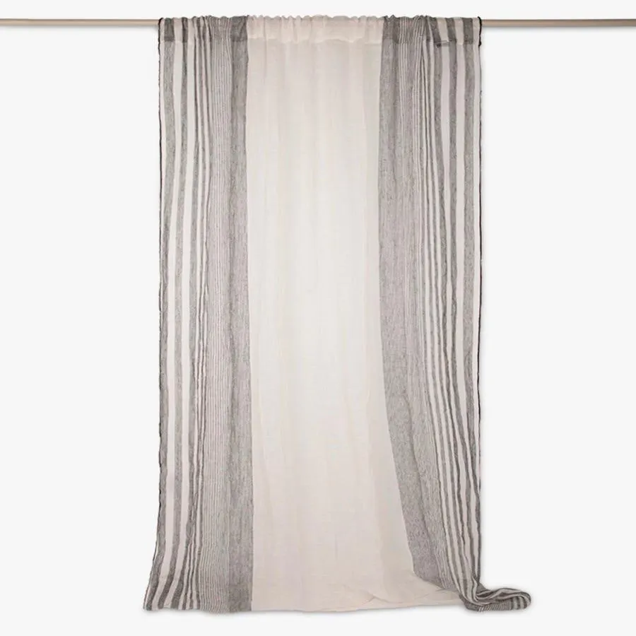 Cortinado riscas branco e preto 140x270cm HÔNE