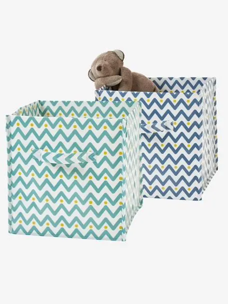 Lote de 2 caixas de arrumação - verde medio liso