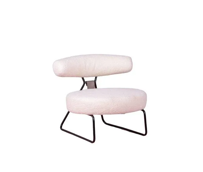 Poltrona de design estofada em bouclé e base em aço - Oxford