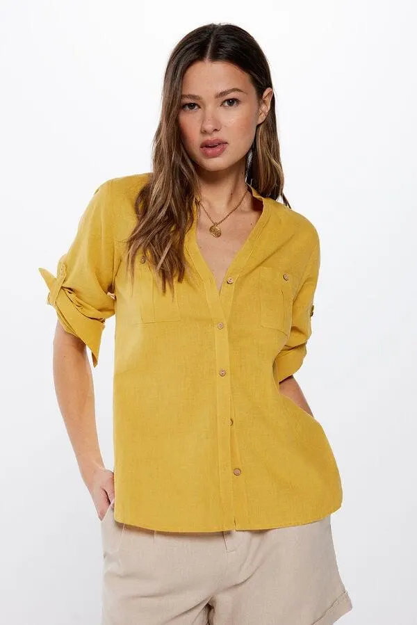 Blusa Utility Algodón Lino
