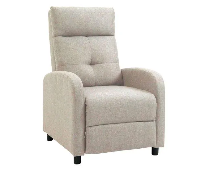 Poltrona Relaxante com Reclinação Manual, Dinamarca. Poltrona para Sala de Estar Estofada em Poliéster Respirável Bege 67x98x87 cm