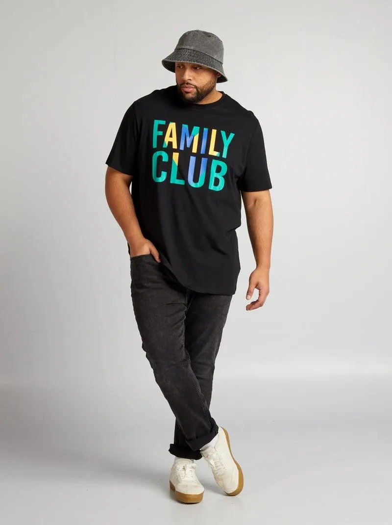 T-shirt com estampado de manga curta - PRETO