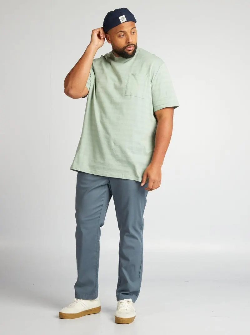 Calças chino com cintura elástica - CINZA